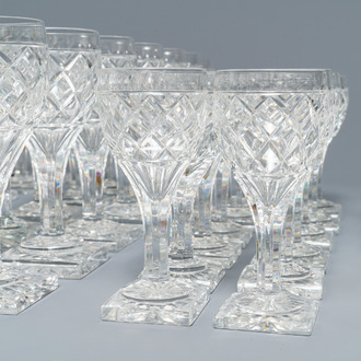 A set of 50 Val-Saint-Lambert crystal glasses, 20th C.