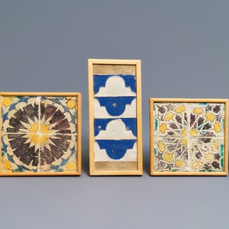 Thirteen polychrome Spanish tiles, Seville and Toledo, 15/16th C.