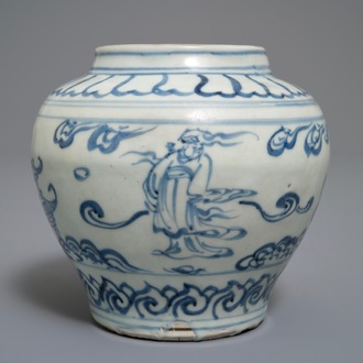 Une jarre en porcelaine de Chine bleu et blanc, Hongzhi