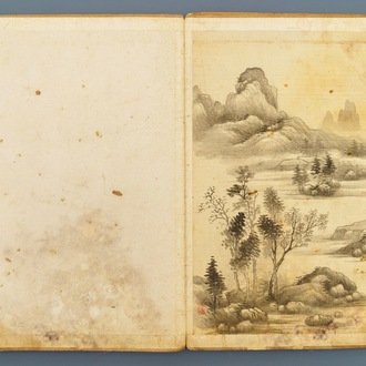 Dong Bangda (China, 1699-1769), attribué: album de huit paysages, encre sur papier