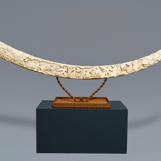 An exceptionally large carved ivory 'Bacchants' tusk, France or Italy, 18th C.