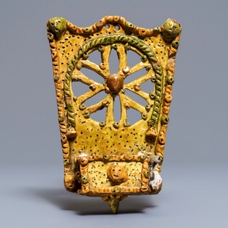 A Flemish pottery holy water font, Torhout, 18th C.