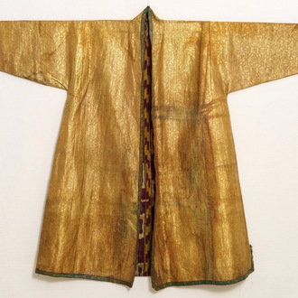 An Ottoman ikat silk and gold brocade chapan coat, Dagestan or Uzbekistan, 19th C.