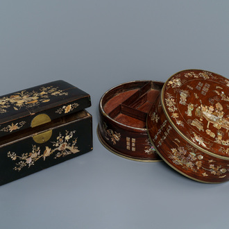 Two Chinese mother-of-pearl-inlaid wooden boxes for the Vietnamese market, 19th C.