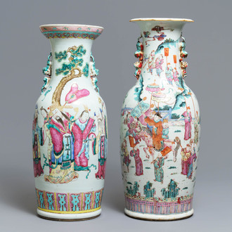 Two Chinese famille rose vases with large figures, 19th C.