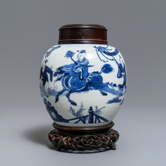 Un pot à gingembre en porcelaine de Chine bleu et blanc aux enfants jouants, Kangxi
