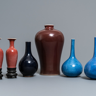 Six Chinese monochrome vases, Kangxi and later