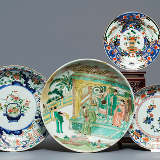 Four Chinese famille verte dishes, Kangxi