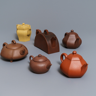 Six Chinese Yixing stoneware teapots, 19/20th C.