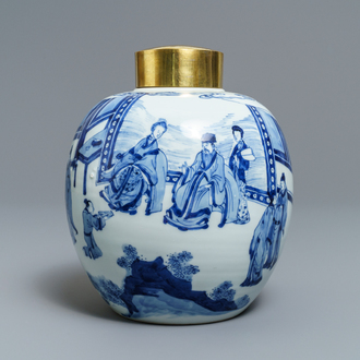 Un pot à gingembre en porcelaine de Chine bleu et blanc, marque de Jiajing, Kangxi