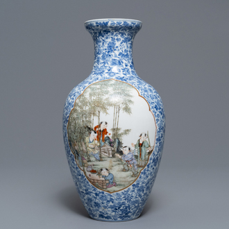 A Chinese famille rose vase, Qianlong mark, Republic, 20th C.