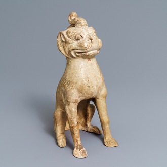 A Chinese pottery model of a qilin, Tang