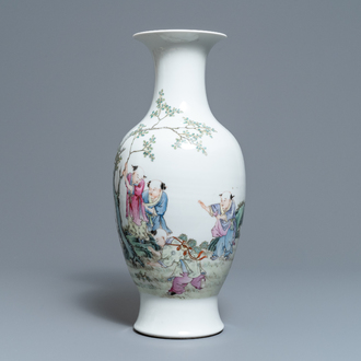 A Chinese famille rose 'playing boys' vase, Hongxian mark, Republic