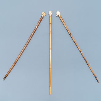 Three ivory-handled canes, 19th C.