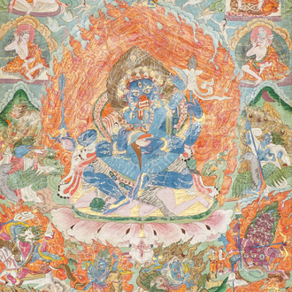 Een 'Mahakala' thangka, Tibet, 19e eeuw