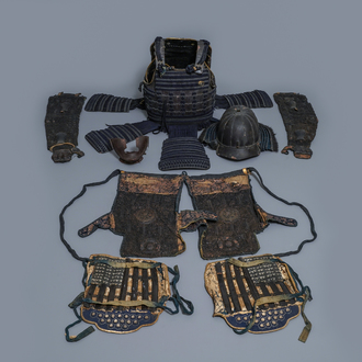 A number of pieces from a Japanese samurai suit of armour, Edo, 18th C.