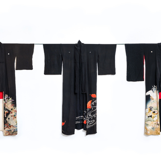 Een diverse collectie Japans textiel, Meiji/Showa, 19/20e eeuw
