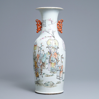 A Chinese qianjiang cai vase, signed Wang Xing Li, dated 1908