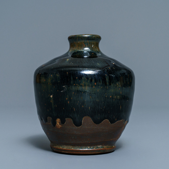 A Chinese Jian 'hare's fur' black-glazed jar, Song