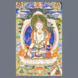 A 'White Tara' thangka, Tibet, 18/19th C.