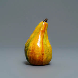 A polychrome Dutch Delft model of a pear, 18th C.