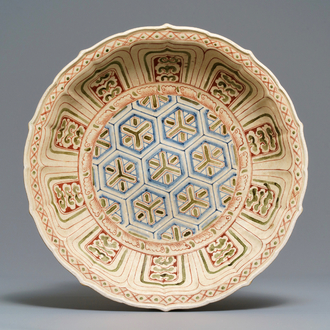 An Annamese polychrome geometrical dish, Vietnam, 15/16th C.