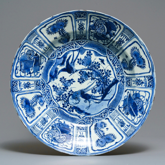A very large Chinese blue and white kraak porcelain 'pheasants' charger, Wanli