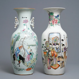 Two Chinese famille rose vases, 19/20th C.