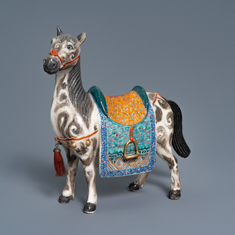 A large Chinese famille rose model of a horse, 19th C.