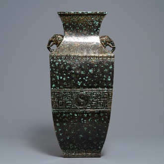 A Chinese faux-bronze-glazed vase, Qianlong mark, Republic