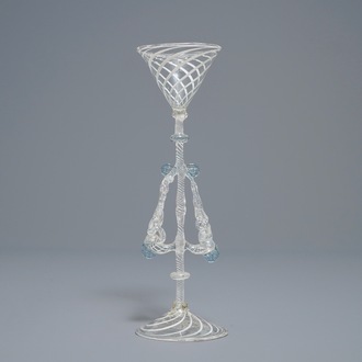 A façon de Venise winged wine glass, Italy or Holland, 18/19th C.