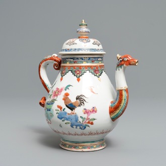 A Chinese famille rose teapot with phoenix-shaped spout, Qianlong