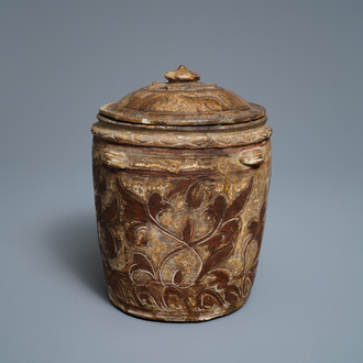 An Annamese polychrome jar and cover with incised design, Vietnam, 15/16th C.