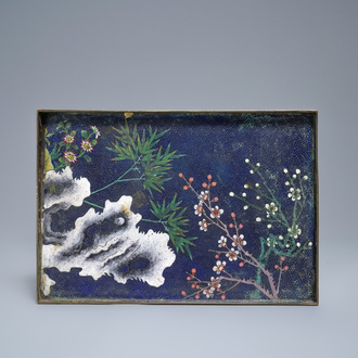 A Chinese rectangular cloisonné tray, Qianlong/Jiaqing