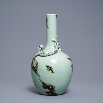 A Chinese copper-red-decorated celadon vase, Qianlong mark and of the period
