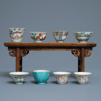 Eight Chinese wine cups, 19/20th C.