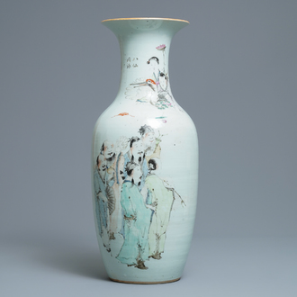 A Chinese qianjiang cai 'immortals' vase, signed Ma Qing Yun, 19/20th C.