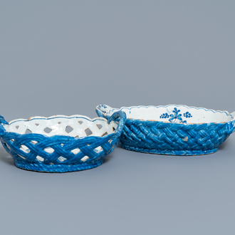 Two blue and white faience baskets, Brussels or Saint-Amand, 18th C.