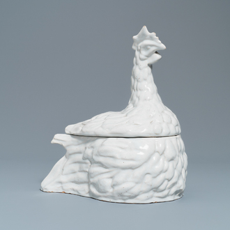 A white 'rooster' tureen and cover, France, 19th C.