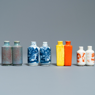 Four various Chinese 'twin' snuff bottles, 19/20th C.