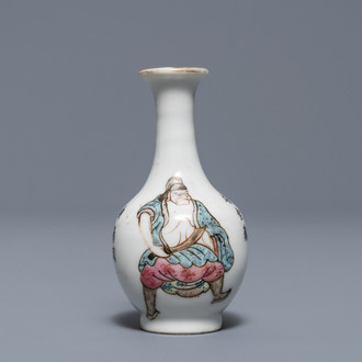 A Chinese famille rose miniature 'Wu Shuang Pu' vase, 19th C.