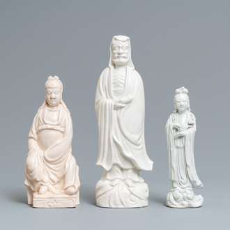 Three Chinese Dehua blanc de Chine figures, 18/19th C.