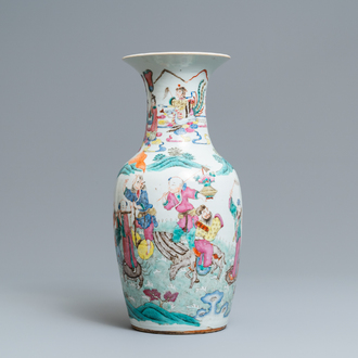 A Chinese famille rose 'immortals' vase, 19th C.