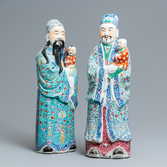 Two Chinese famille rose figures of immortals, 19/20th C.