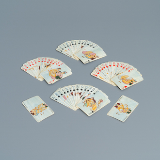 A complete playing cards set with erotic miniatures on ivory, India, early 20th C.