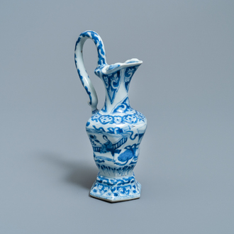 A Chinese blue and white ewer after a European silver example, Kangxi