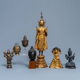 A collection of bronze figures and fragments, India, Thailand and Tibet, 19th C. and earlier