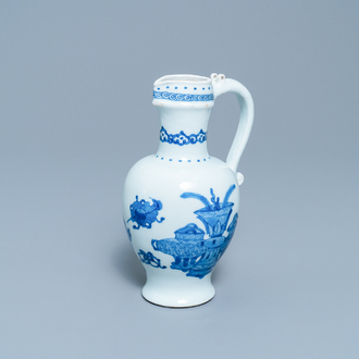 A Chinese blue and white 'antiquities' ewer, Kangxi