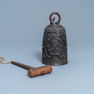 A Chinese bronze 'lotus' bell, Qing