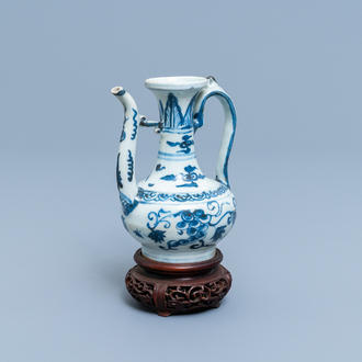 A Chinese blue and white 'grapevine' ewer, Ming